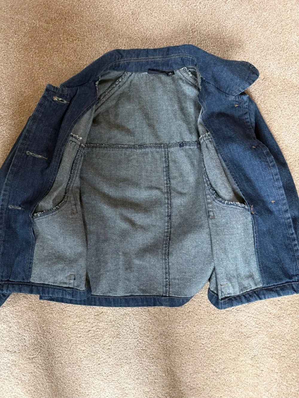 a.n.a Dark Blue Denim Button-Up Jacket - Picture 3 of 7